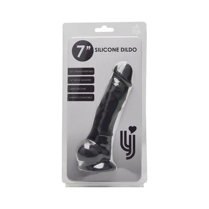 Loving Joy Realistic Silicone Dildo with Suction Cup and Balls Black